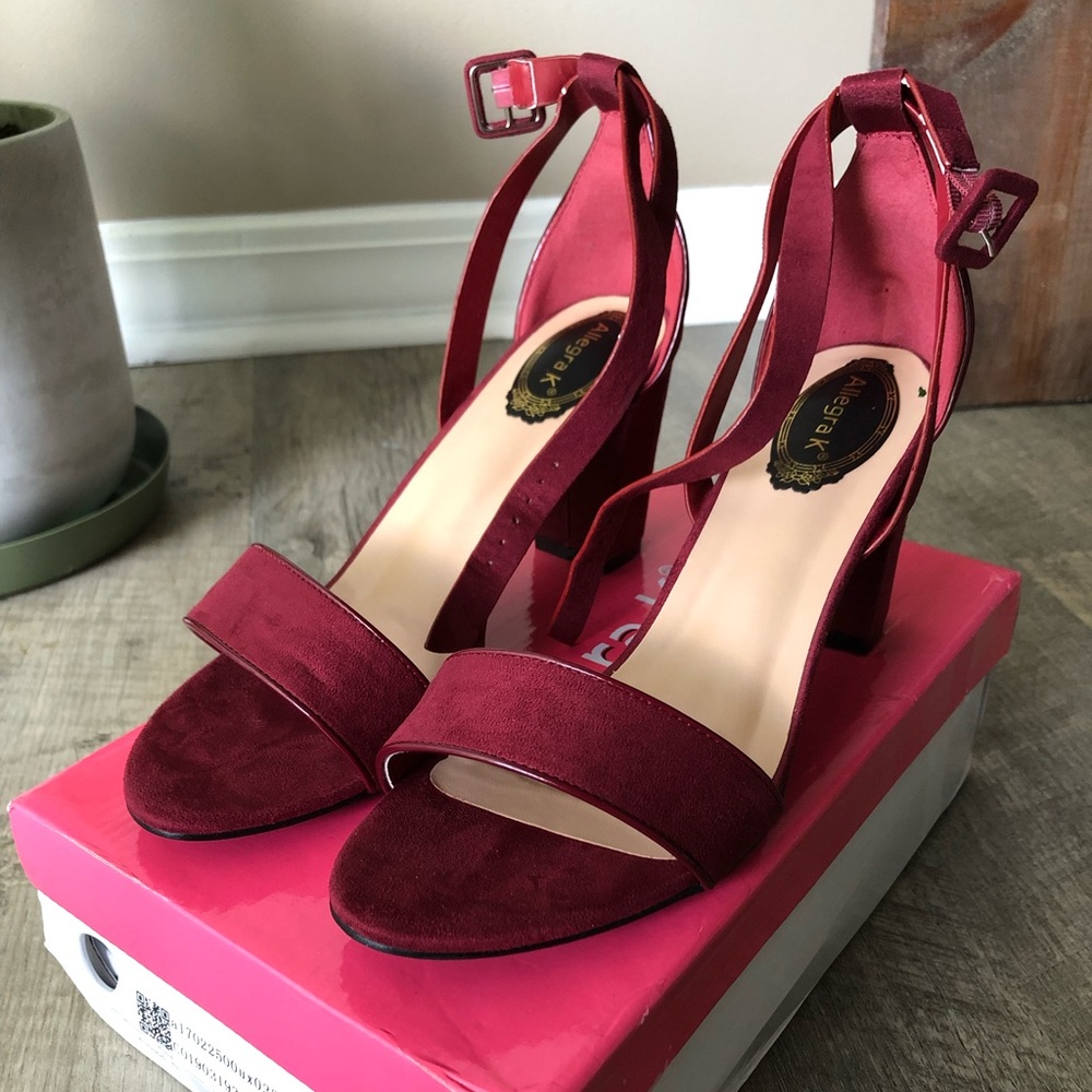 Burgundy chunky heels